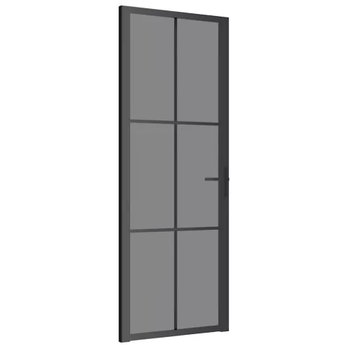 Fekete ESG üveg és alumínium beltéri ajtó 76 x 201,5 cm
