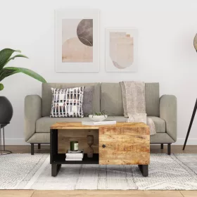   Tömör mangófa és szerelt fa dohányzóasztal 80 x 50 x 40 cm