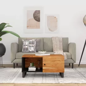   Tömör akácfa és szerelt fa dohányzóasztal 80 x 50 x 40 cm