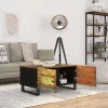 Tömör újrahasznosított és szerelt fa dohányzóasztal 80x50x40 cm