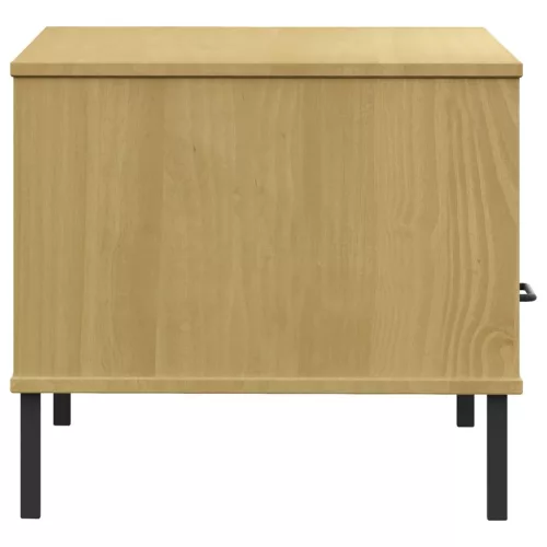 OSLO barna tömör fa dohányzóasztal fém lábakkal 85x50x45cm