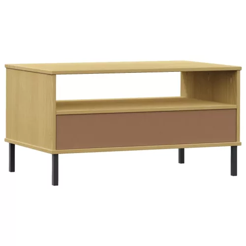 OSLO barna tömör fa dohányzóasztal fém lábakkal 85x50x45cm