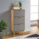 OTTA barna és szürke tömör fenyőfa cipőszekrény 3 fiókkal
