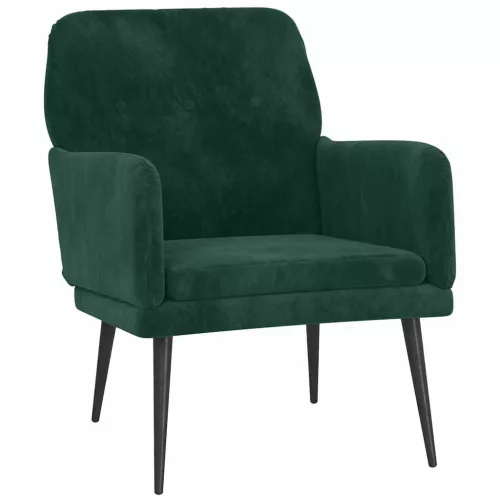 Sötétzöld bársonyfotel 62x79x79 cm