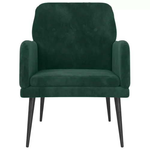 Sötétzöld bársonyfotel 62x79x79 cm