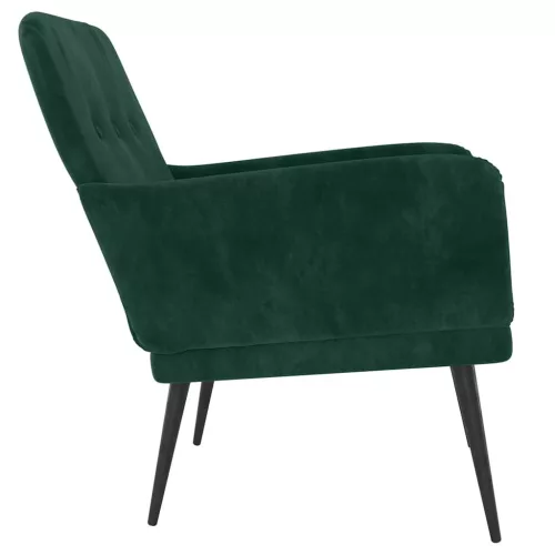 Sötétzöld bársonyfotel 62x79x79 cm