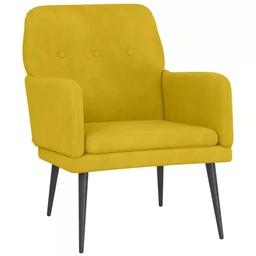 Sárga bársonyfotel 62x79x79 cm
