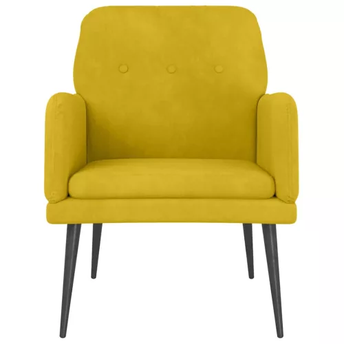 Sárga bársonyfotel 62x79x79 cm
