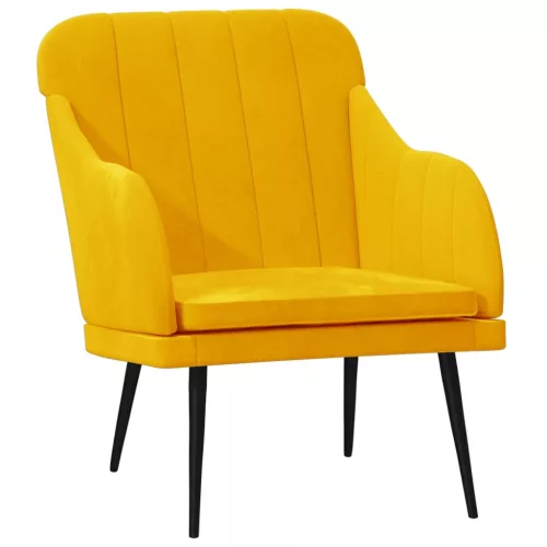 Sárga bársonyfotel 63 x 76 x 80 cm