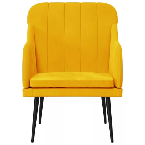 Sárga bársonyfotel 63 x 76 x 80 cm