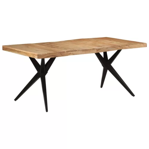 Fekete tömör akácfa étkezőasztal 180 x 90 x 77 cm
