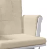 Krémfehér szövet siklófotel zsámollyal