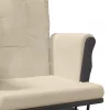 Krémfehér szövet siklófotel zsámollyal