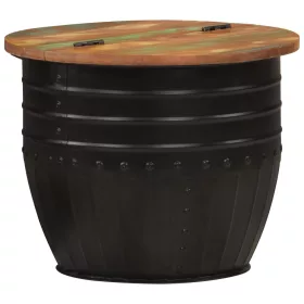   Fekete tömör újrahasznosított fa dohányzóasztal 50 x 39,5 cm