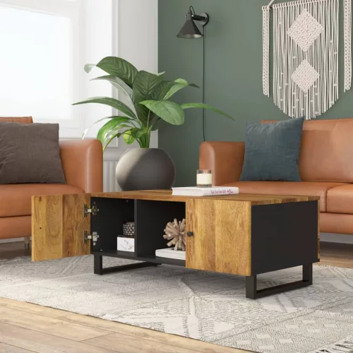 Tömör mangófa és szerelt fa dohányzóasztal 100 x 54 x 40 cm