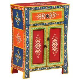   Kézzel festett tömör mangófa kisszekrény ajtókkal 53x30x74 cm