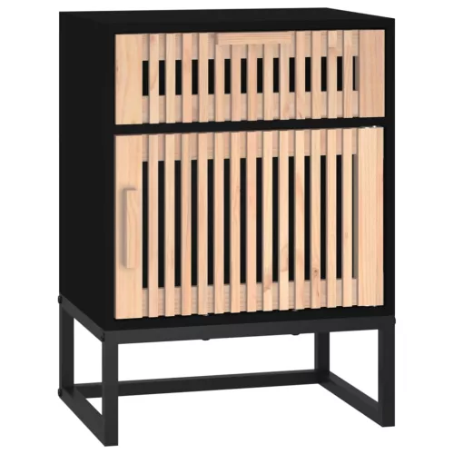 2 db fekete szerelt fa és vas éjjeliszekrény 40x30x55,5 cm