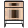2 db fekete szerelt fa és vas éjjeliszekrény 40x30x55,5 cm
