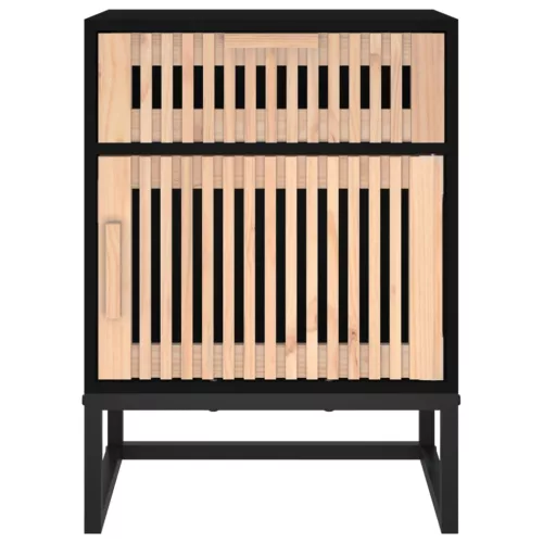 2 db fekete szerelt fa és vas éjjeliszekrény 40x30x55,5 cm
