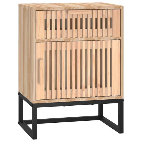 2 db szerelt fa és vas éjjeliszekrény 40x30x55,5 cm