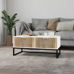 Fehér szerelt fa és vas dohányzóasztal 80 x 40 x 35 cm