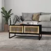 Fekete szerelt fa és vas dohányzóasztal 80 x 40 x 35 cm