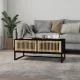 Fekete szerelt fa és vas dohányzóasztal 80 x 40 x 35 cm