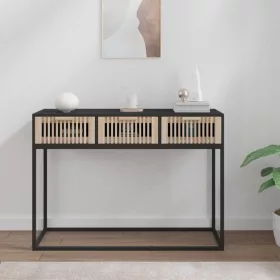 Fekete szerelt fa és vas tálalóasztal 105x30x75 cm