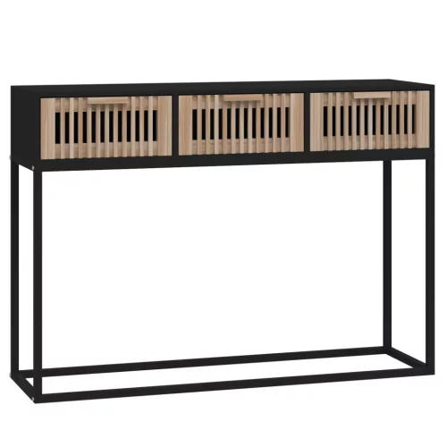 Fekete szerelt fa és vas tálalóasztal 105x30x75 cm