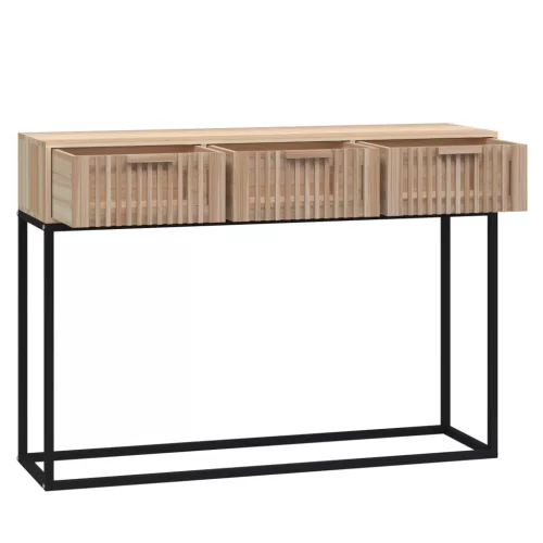 Szerelt fa és vas tálalóasztal 105x30x75 cm