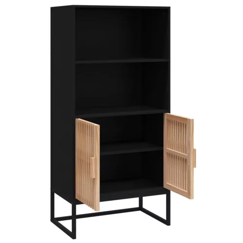 Fekete szerelt fa magasszekrény 60 x 35 x 125 cm
