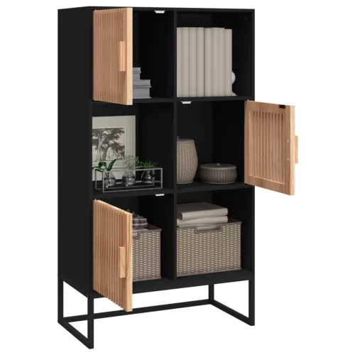 Fekete szerelt fa magasszekrény 70 x 35 x 125 cm