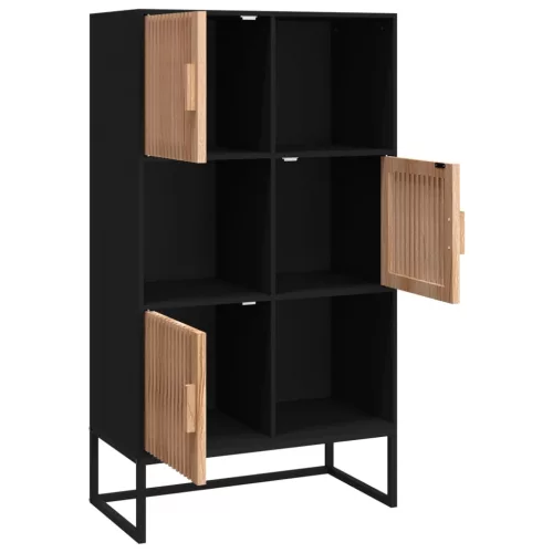 Fekete szerelt fa magasszekrény 70 x 35 x 125 cm