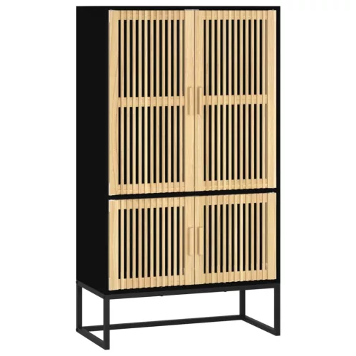 Fekete szerelt fa magasszekrény 70 x 35 x 125 cm