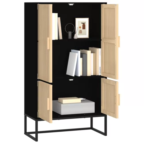 Fekete szerelt fa magasszekrény 70 x 35 x 125 cm