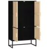 Fekete szerelt fa magasszekrény 70 x 35 x 125 cm