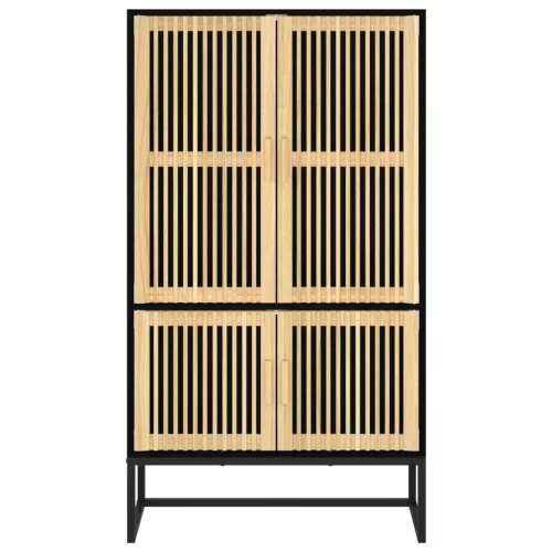 Fekete szerelt fa magasszekrény 70 x 35 x 125 cm