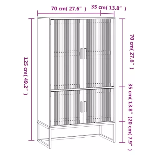 Fekete szerelt fa magasszekrény 70 x 35 x 125 cm