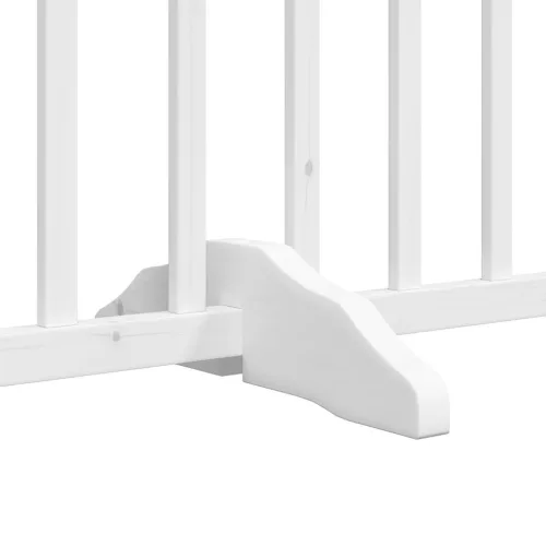 Fehér tömör fa 4 paneles összecsukható kutyakapu ajtóval 320 cm