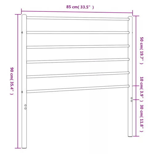 Fehér fém fejtámla 80 cm
