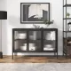 Fekete üveg és acél tálalószekrény 105 x 35 x 70 cm