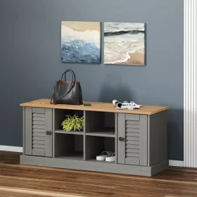   VIGO szürke tömör fenyőfa cipőtároló pad 106 x 35 x 45 cm