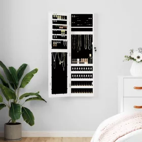   Fehér falra szerelhető tükrös ékszerszekrény 30x8,5x106 cm