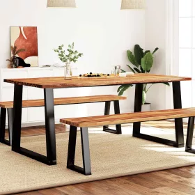   Tömör akácfa étkezőasztal természetes éllel 180 x 90 x 75 cm