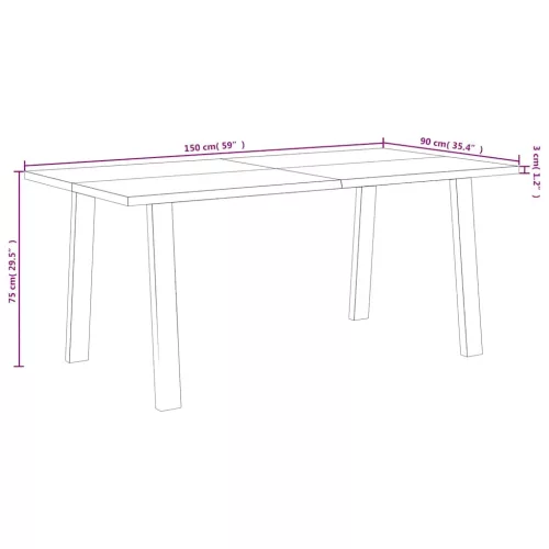 Tömör akácfa kerti étkezőasztal 150 x 90 x 75 cm