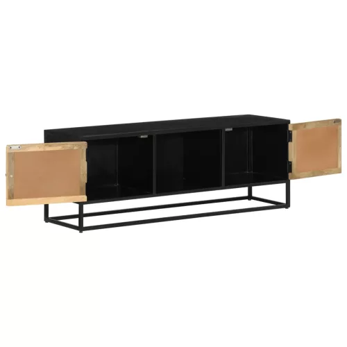 Tömör mangófa és vas TV-szekrény 110 x 30 x 40 cm
