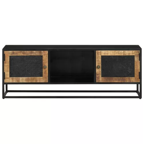 Tömör mangófa és vas TV-szekrény 110 x 30 x 40 cm