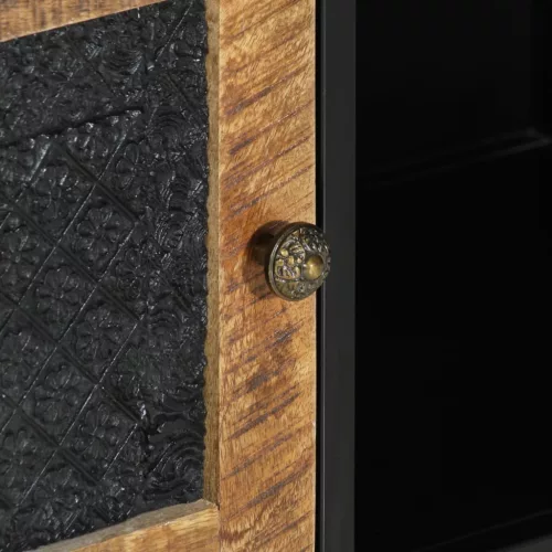 Tömör mangófa és vas TV-szekrény 110 x 30 x 40 cm