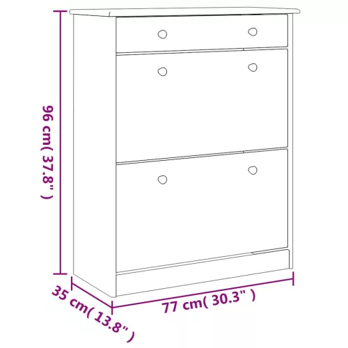 ALTA fehér tömör fenyőfa cipőszekrény 77x35x96 cm