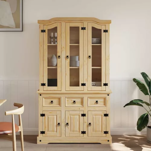 Corona barna tömör mexikói fenyő magasszekrény 112x43x196 cm